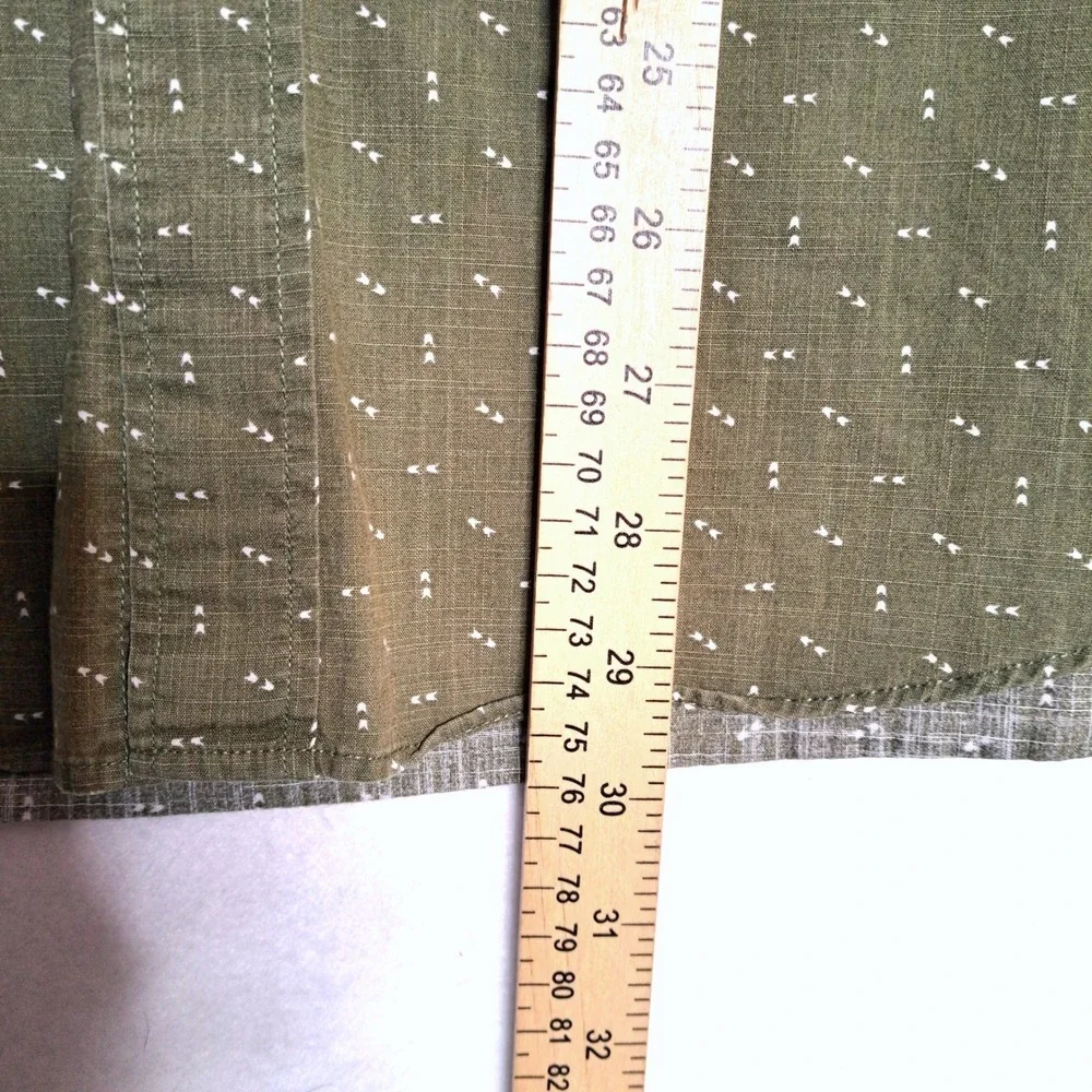 J.Crew Button Down Shirt Mens L Olive Green Micro Dot Print Casual Long LS